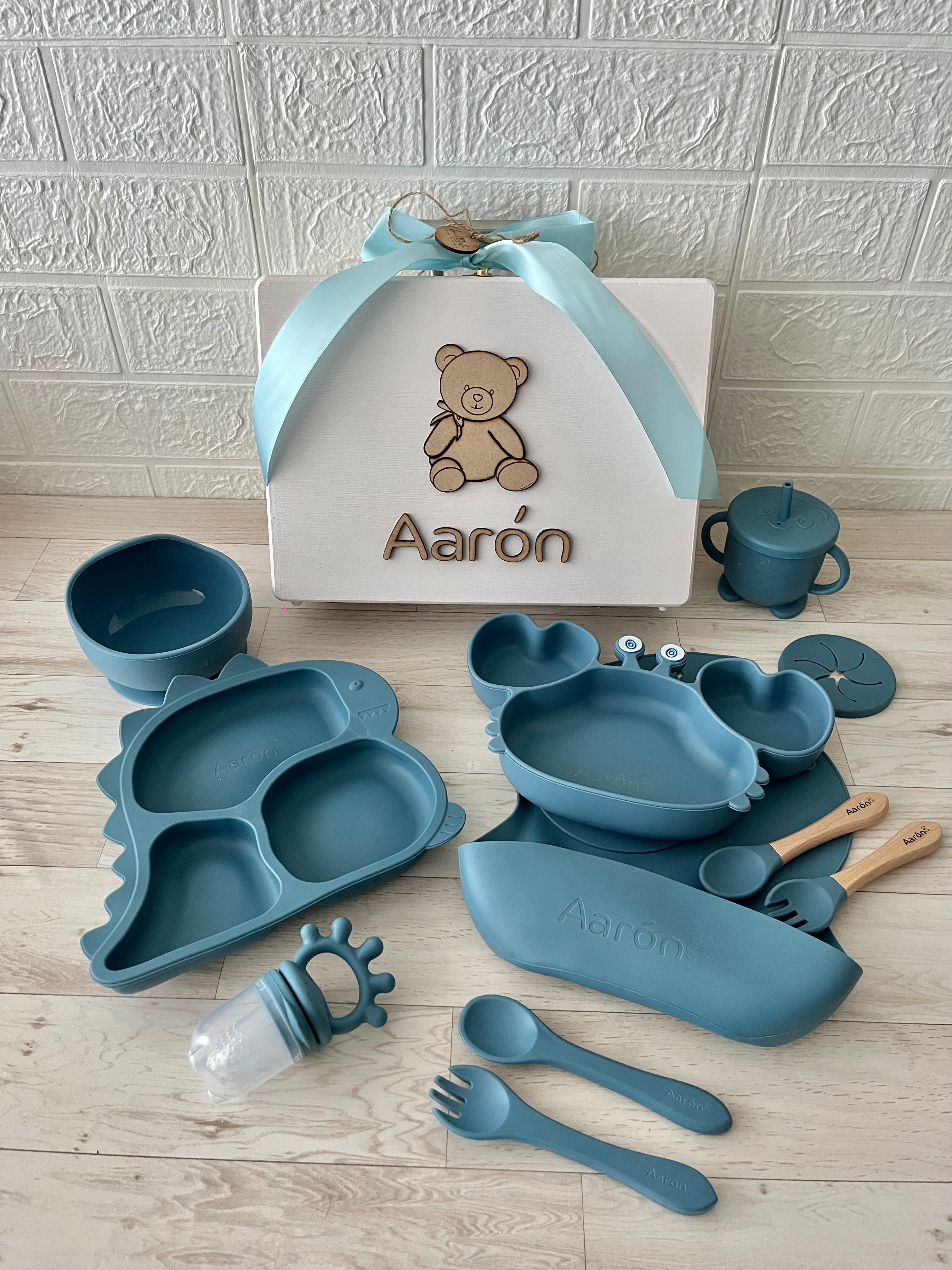 Vajilla para bebé personalizada dinocangrejo