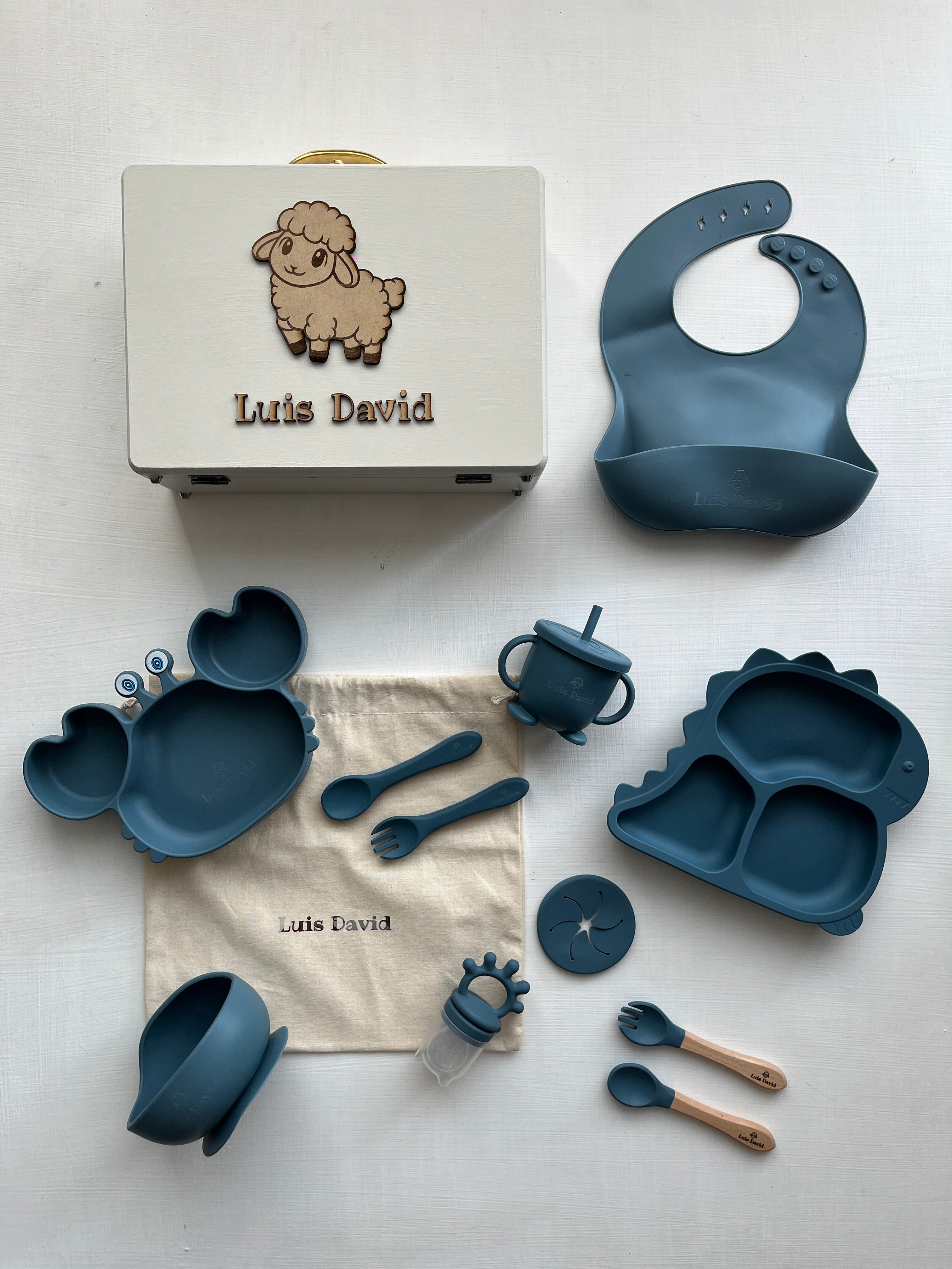 Vajilla para bebé personalizada dinocangrejo