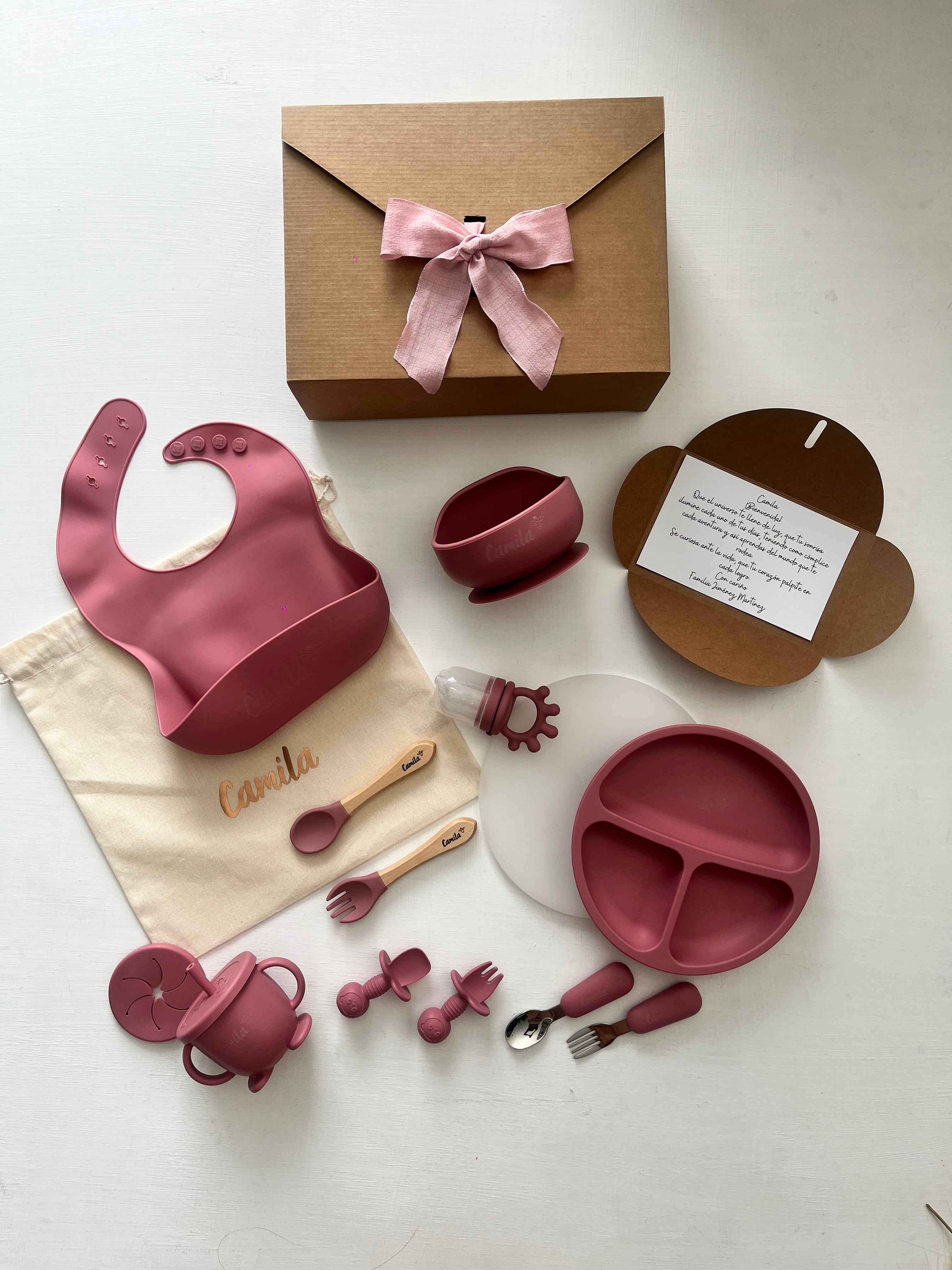 Vajilla para bebé personalizada con tapa