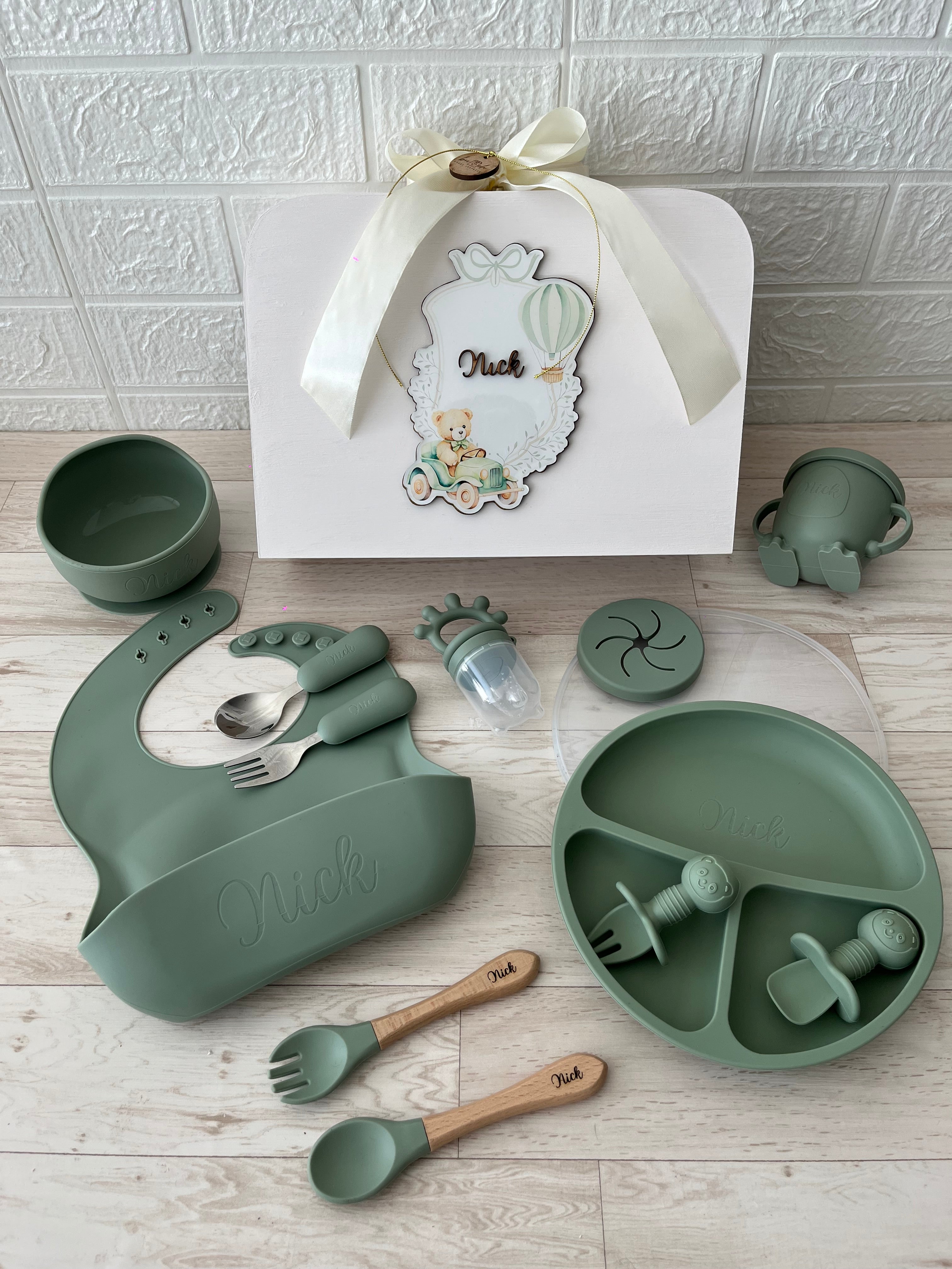 Vajilla para bebé personalizada con tapa